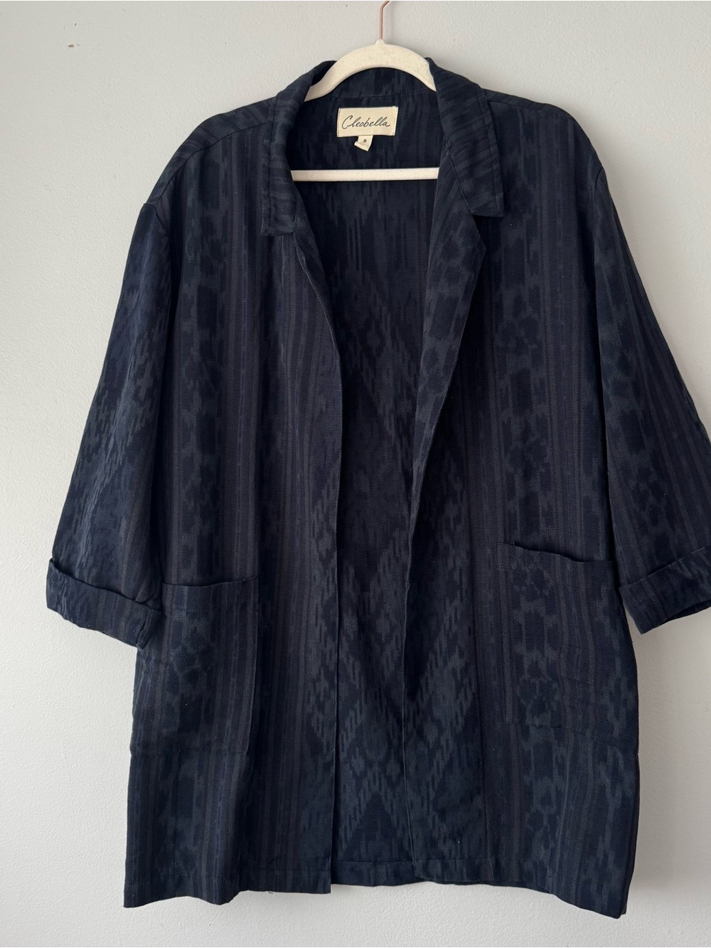 Cleobella Navy Open-Front Textured Jacket